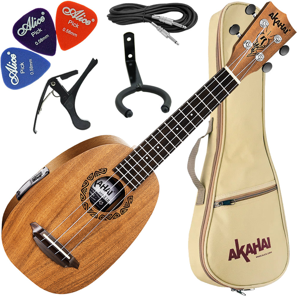 Kit Ukulele Akahai Soprano Eletroacústico Akp-21E To Pineapple Com Bag