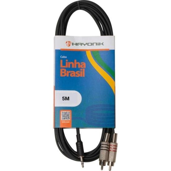 Cabo de Áudio Player P2 x RCA 5m Preto Hayonik