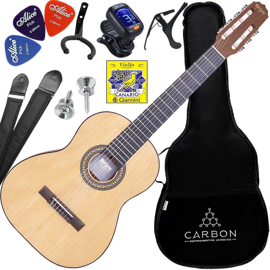 Kit Violão Acústico 7 Cordas Rozini RX207 Fosco RX207 AC.FI Vx05