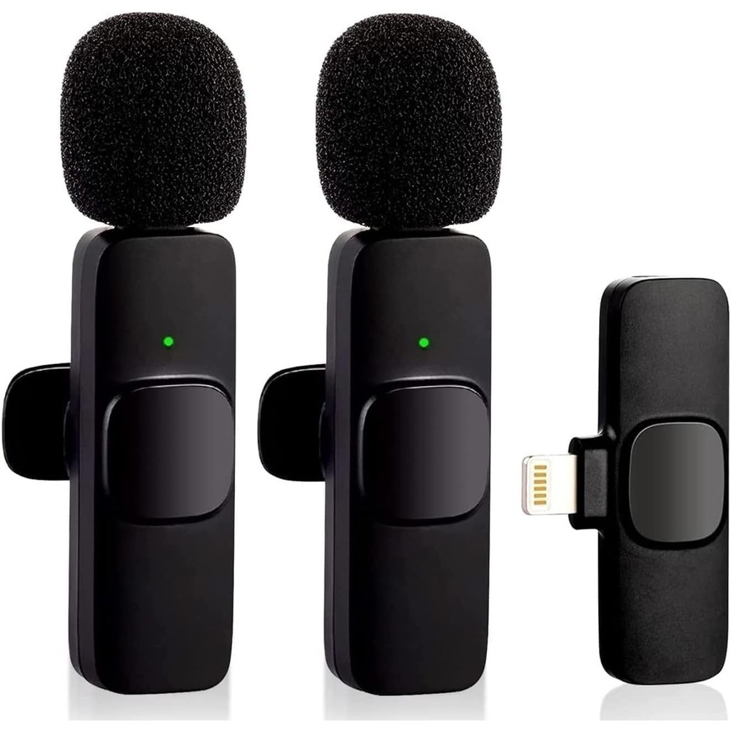 Microfone Duplo De Lapela Sem Fio Lightning Redutor Ruídos K9