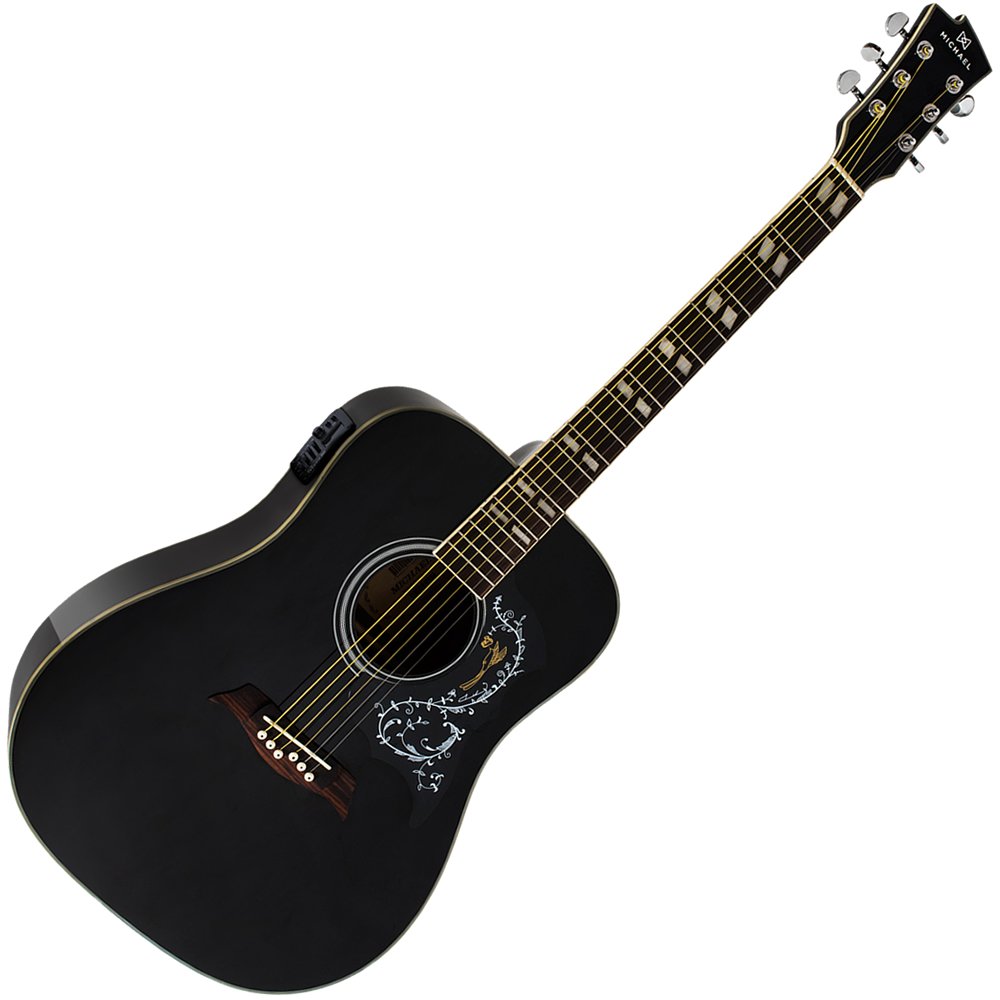 Kit Violão Elétrico Folk Michael Vm925Dt Bk Galaxy Preto