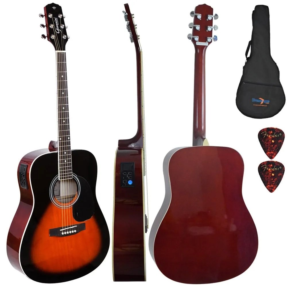 Kit Violão Eletroacústico Folk GD1 3TS Sunburst Giannini Capa Simples