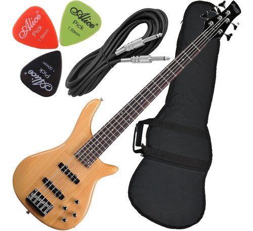 Kit Contrabaixo Memphis Tagima 5 Cordas Com Pré Ativo Tb540