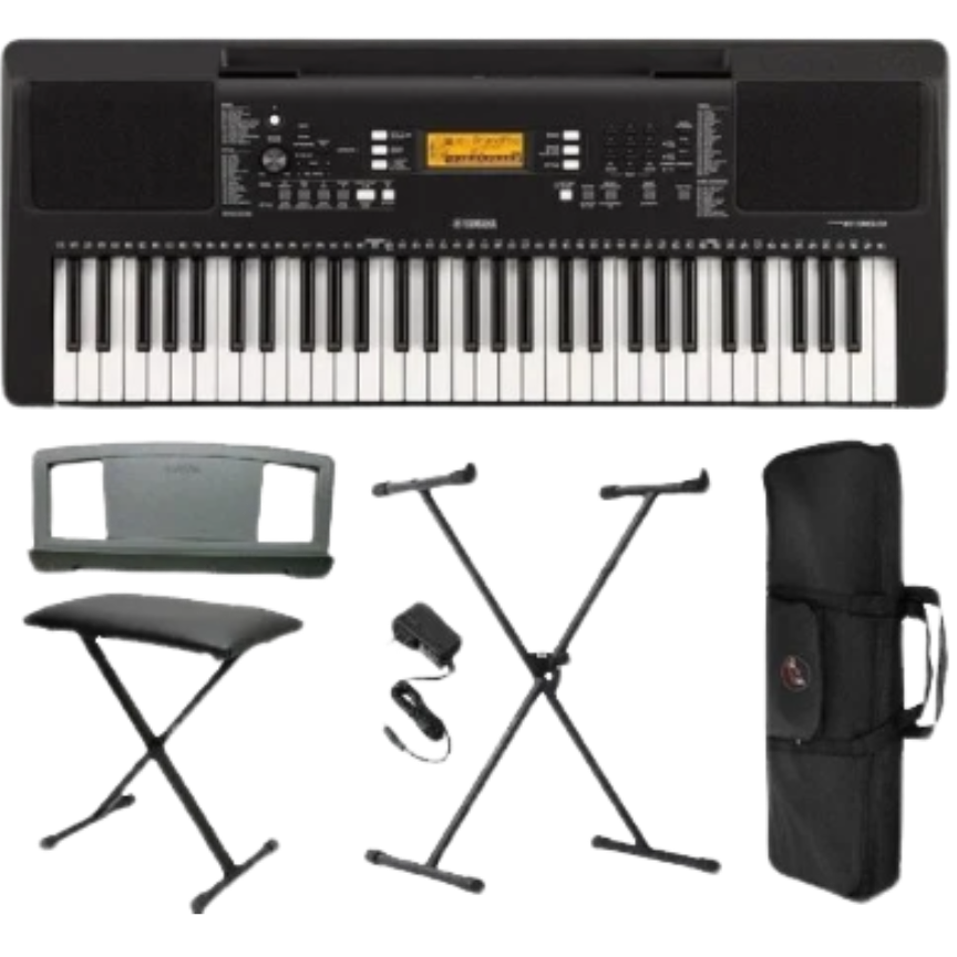 Kit Teclado Psr E363 C/ Fonte Bi Volt + Suporte Teclado X + Bolsa Protetora + Banqueta X - Yamaha