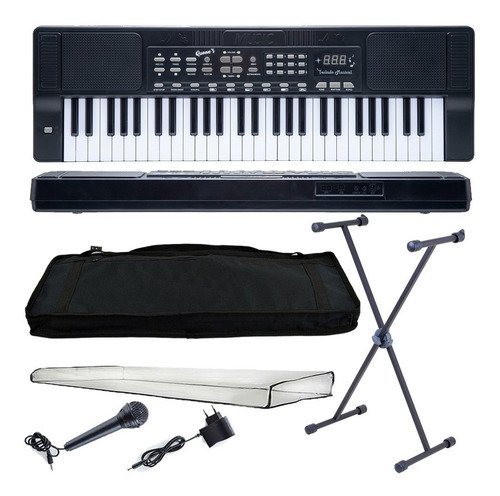 Kit Teclado Musical Queens N19-0563 Iniciantes 54 Teclas Led