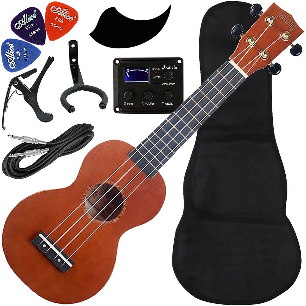 Kit Ukulele Soprano Mahalo Mr1 Natural cordas Aquila e capa MR1-TBR Ux03