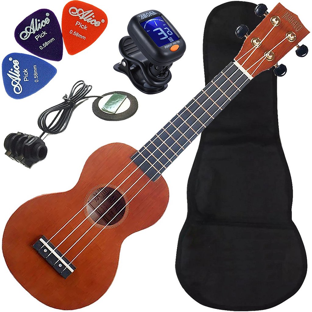 Kit Ukulele Soprano Mahalo Mr1 Natural cordas Aquila e capa MR1-TBR Ux04