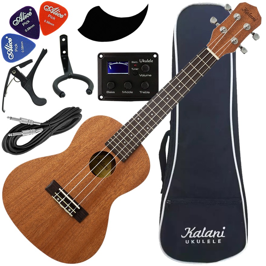 Kit Ukulele Concerto Elétrico Ativo Kal220 CS EQ Série Tribes Kalani Ux03