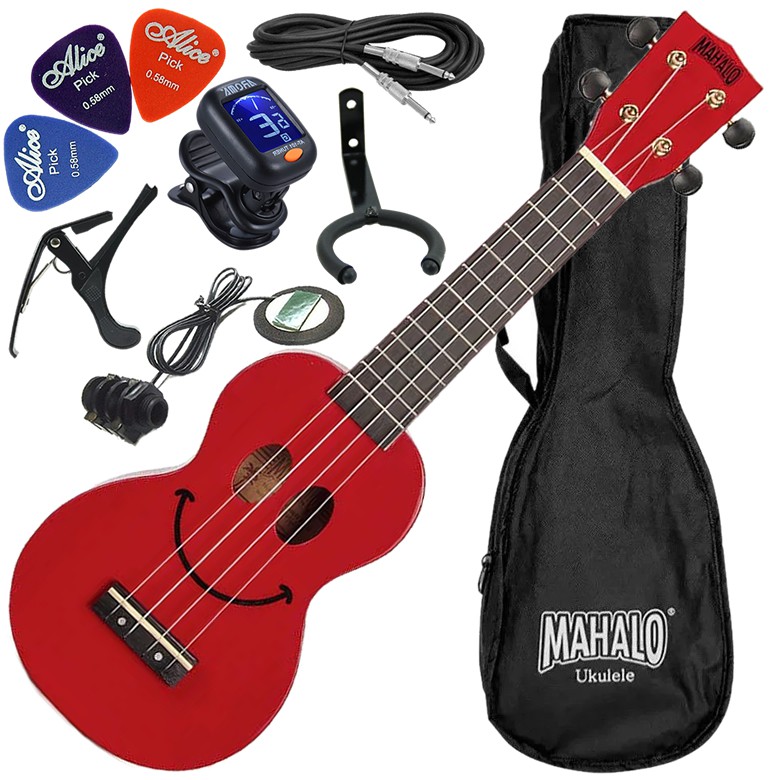 Kit Ukulele Soprano Elétrico Mahalo Série U-Smile Vermelho C/ Capa Ux02