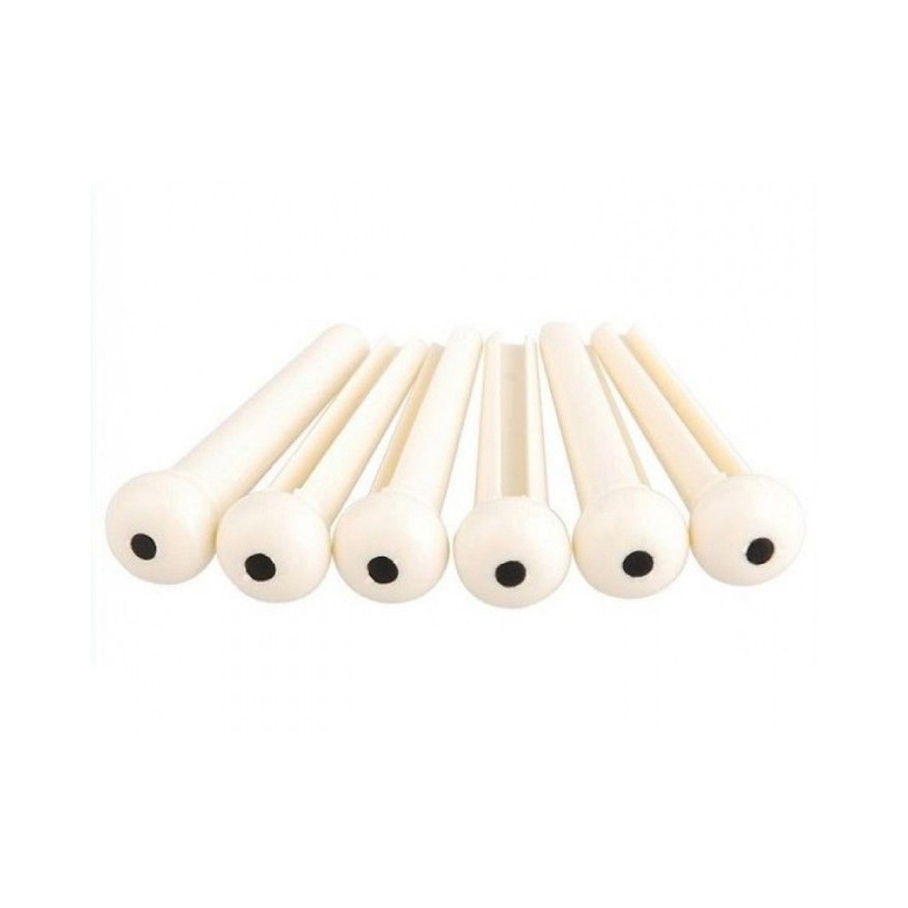 Kit Com 06 Pinos De Plastico Em Abs Para Violao Aco Marfim A021IVY