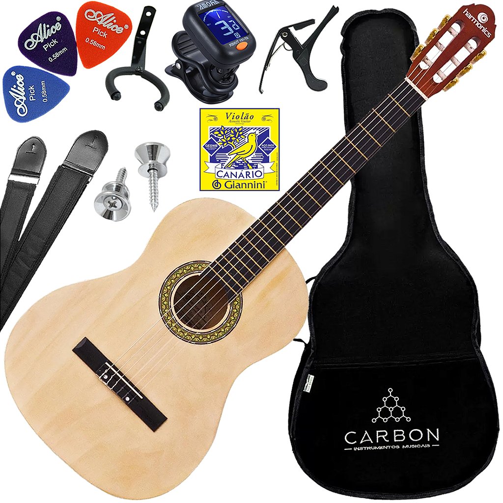 Kit Violão Acústico Harmonics GC-10 Nylon Natural Vx05
