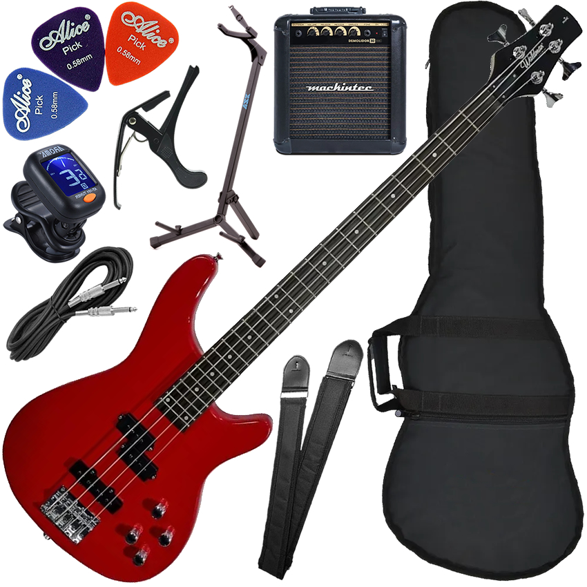 Kit Contrabaixo 4 Cordas Waldman GBW-100 RD Vermelho Bx03