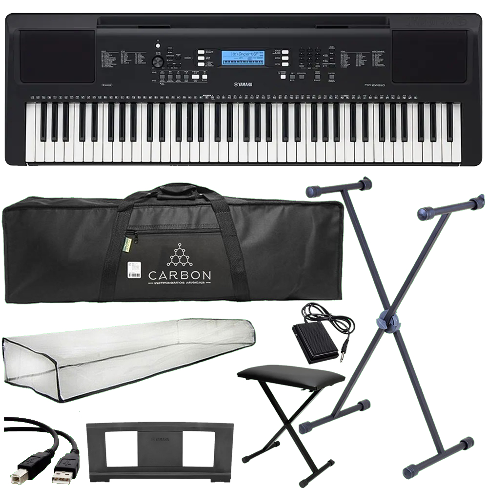 Kit Teclado Digital Yamaha Psr-ew310 Arranjador 76 Teclas Tx03