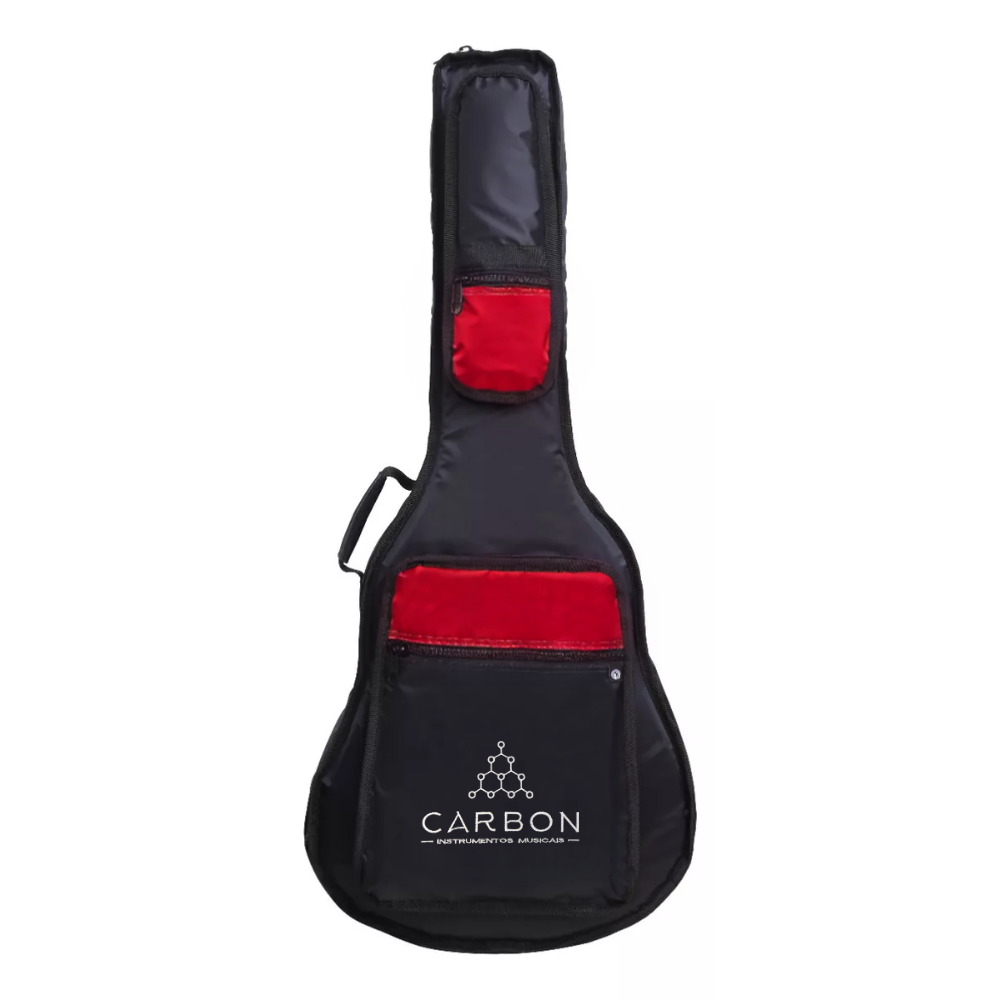 Capa Bag Violão Folk Acolchoada Premium Nylon 70 Vermelha