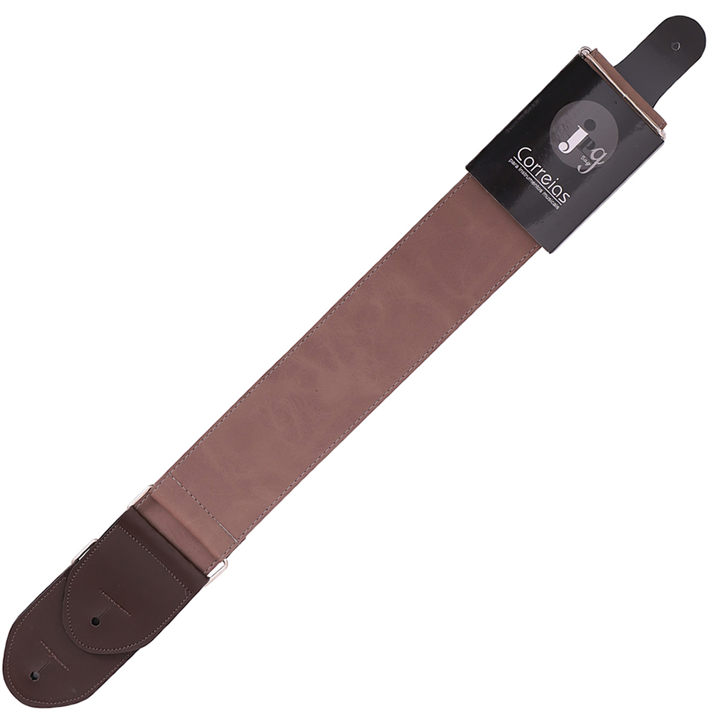 Correia Couro Sintético Stonada Marrom 5 cm P/ Violão, Guitarra, Baixo