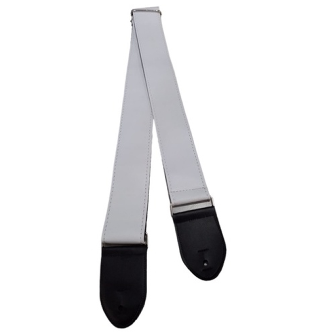 Correia Couro Sintético Branca 5cm Lisa Para Violão, Guitarra, Baixo