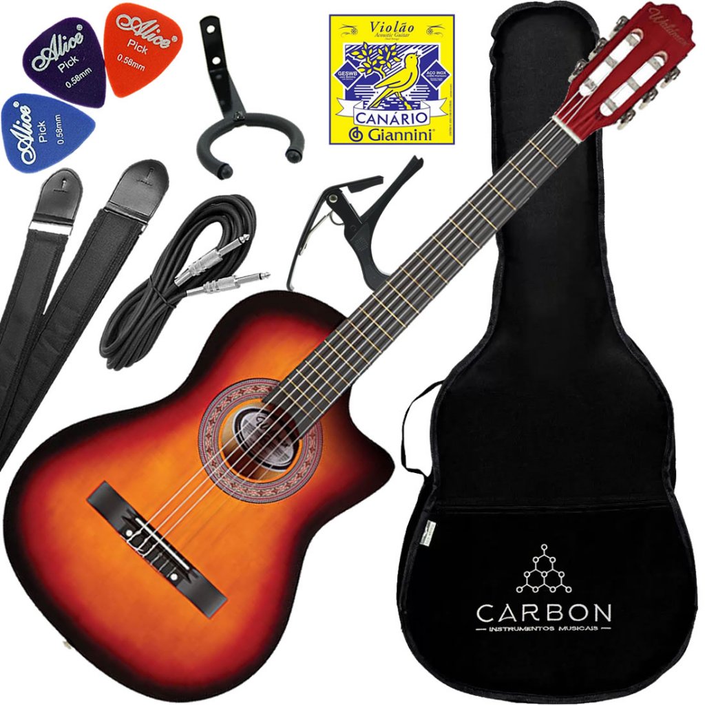 Kit Violão de Nylon Waldman PPCE-1 SB Sunburst Vx02
