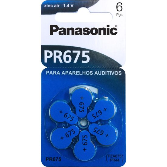 Pilha Zinco Auditiva 1,4V PR675H (C/6 Pilhas) Panasonic - CAR / 6