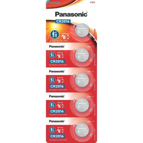 Pilha Moeda Lithium 3V CR2016 (C/5 Pilhas) Panasonic - CAR / 5
