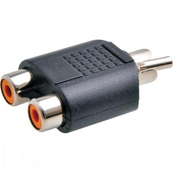 Adaptador 2 RCA Fêmea x 1 RCA Macho Niquelado Genérico Storm - DEZ / 10