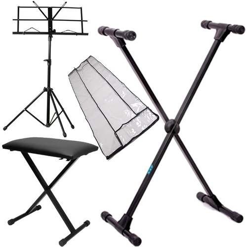 Kit Acessórios Teclado C/ Suporte Banco Cobertura Partitura