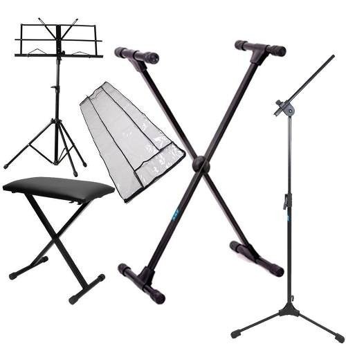Kit Acessórios Para Teclado Musical + Pedestal De Microfone