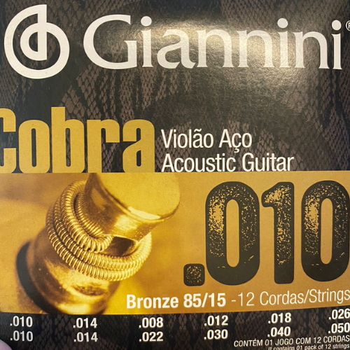 Encordoamento Aço 12 Cordas Para Violão.10 Bronze Giannini