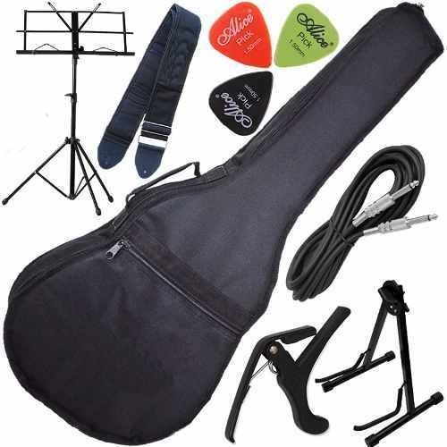 Kit Capa Bag Acolchoada Violão C/ Multi Acessórios + Suporte