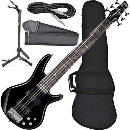 Kit Contra Baixo Ibanez 6 Cordas Gsr206 Bk C/ Acessórios
