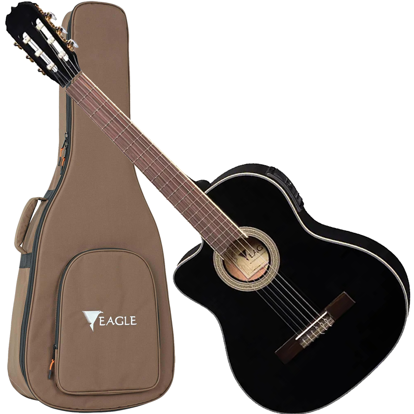 Violão Eletroacústico Eagle Nylon Canhoto Ch800 Bk Lh