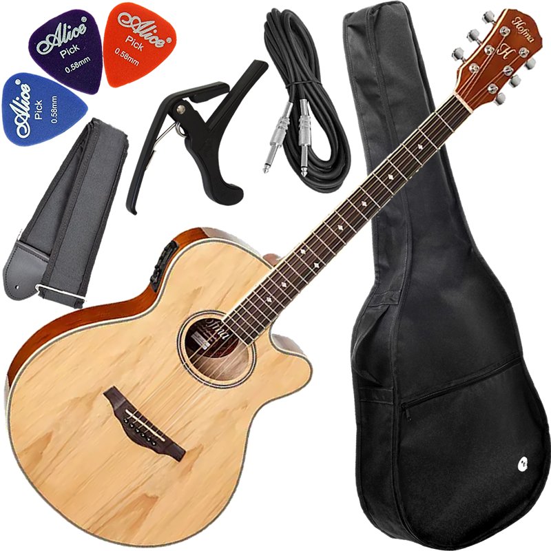 Kit Violão Hofma Eletroacústico Mini Jumbo Hmf 249 Natural