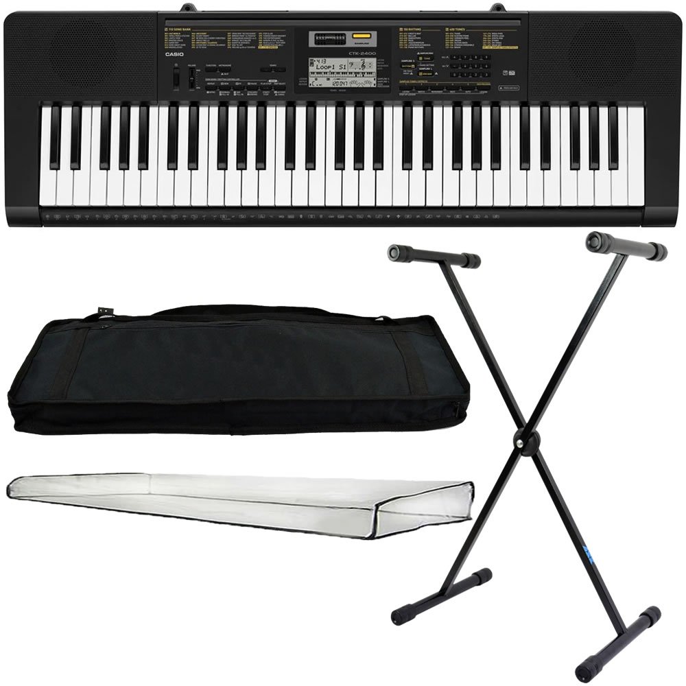 Kit Teclado Eletrônico 61 Teclas Casio Ctk-2400 + Acessórios