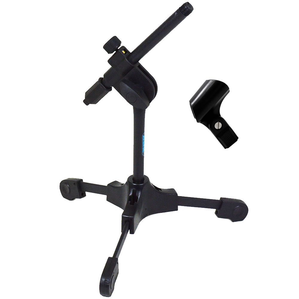 Mini Pedestal Microfone Suporte Bumbo Mesa + Cachimbo