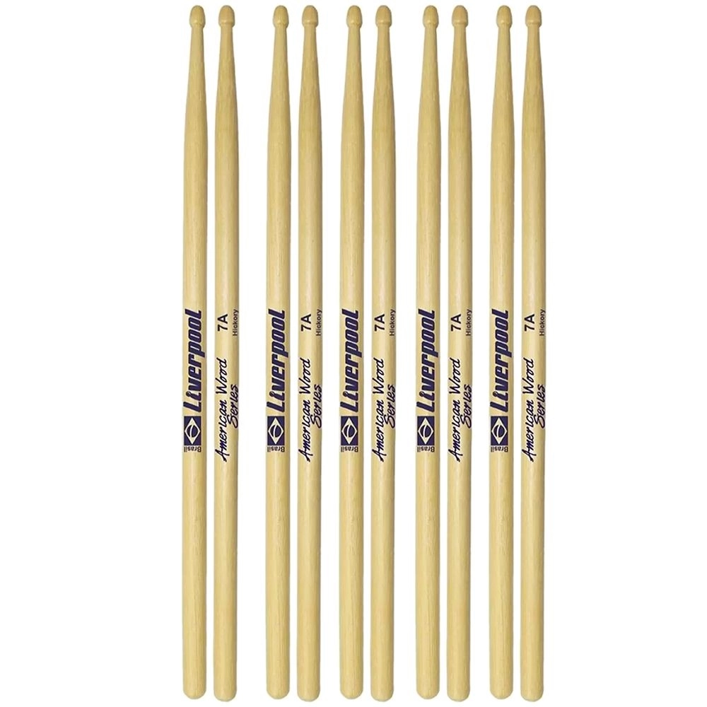 5 Pares Baquetas Liverpool American Hickory 7a Madeira Hy-7a
