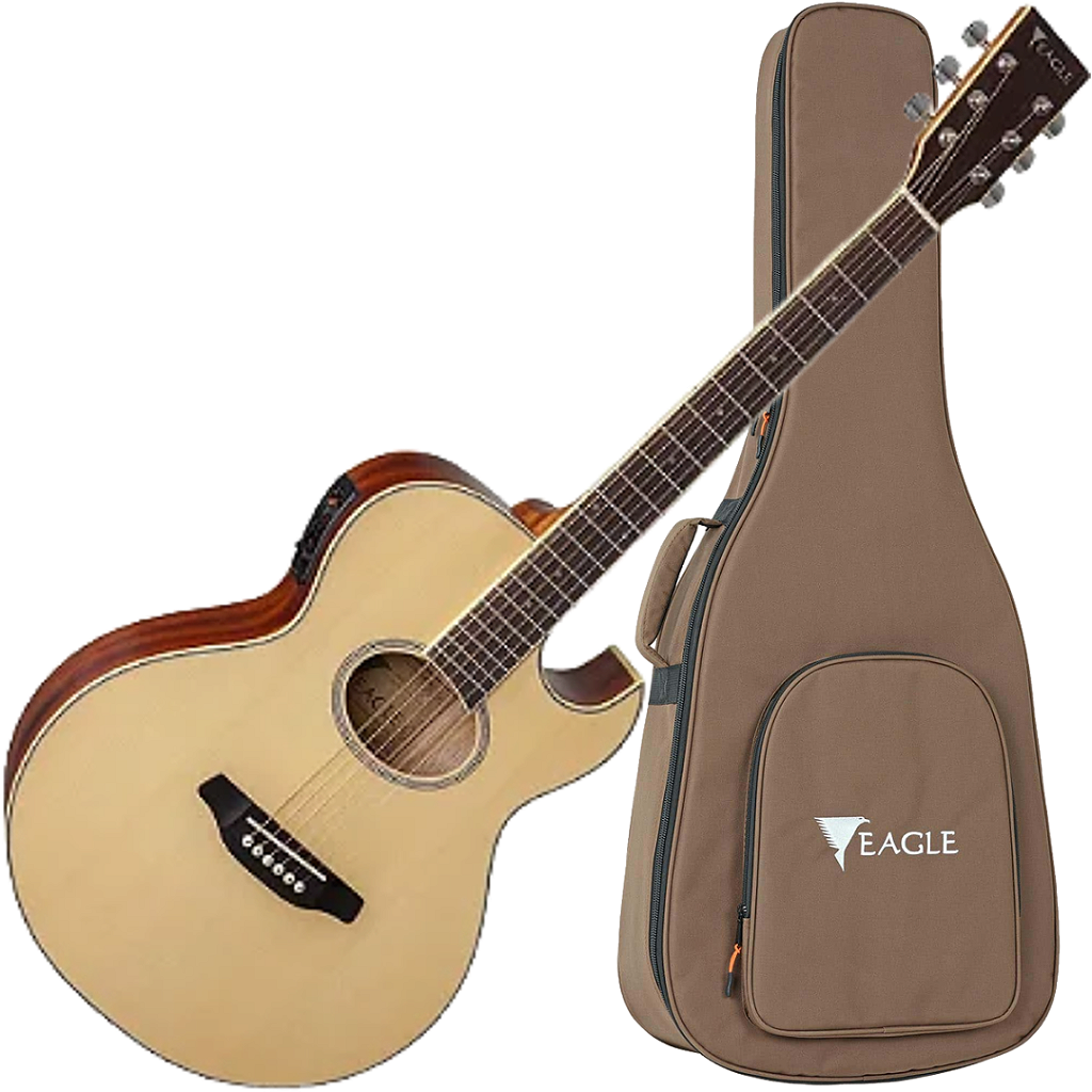 Violão Elétrico Eagle Gl36 Eq Promix Aço Natural Fosco