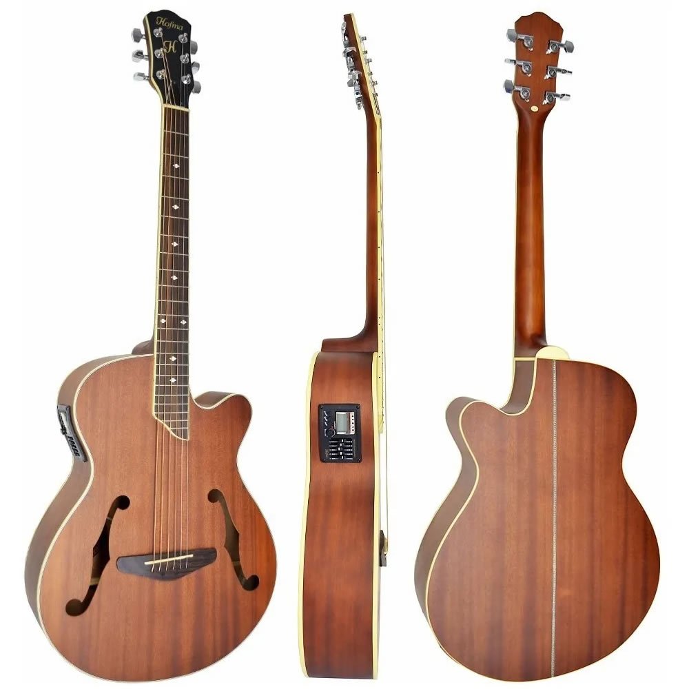 Violão Elétrico Mini Jumbo Aço Hofma Hmf240 Satin Natural