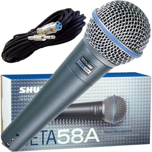 Microfone Profissional Shure Beta58a Sm58 + Cabo Original Com 10