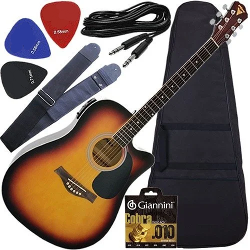 Kit Violão Folk Elétrico Eq 4 Bandas Afinador Px199 Sb Phx
