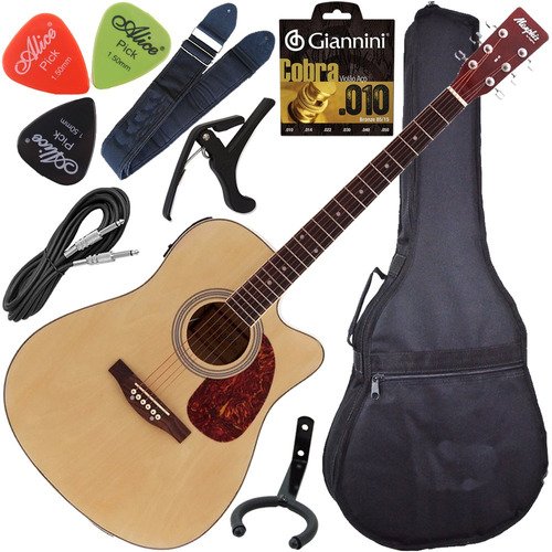 Kit Violão Folk Eletroacústico Aço Md18 Sunburst Tagima