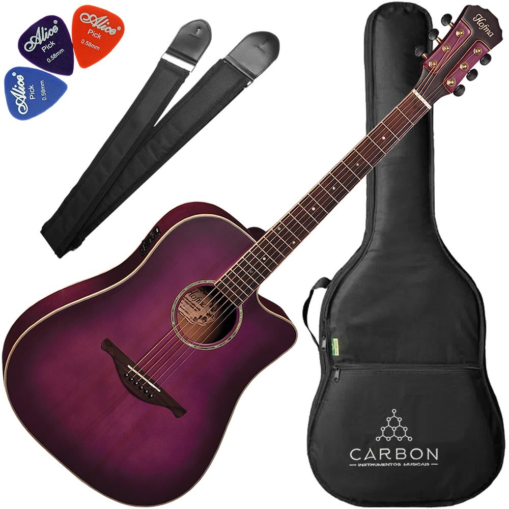 Kit Violão Hofma Dreadnought Premium Hmp350 Stvs Violeta