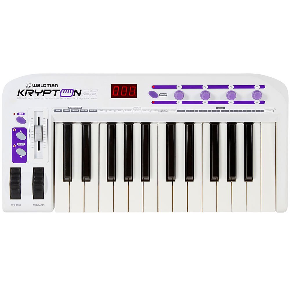 Teclado Controlador  Waldman Krypton 25 USB / MIDI 25 Teclas Sensitivas
