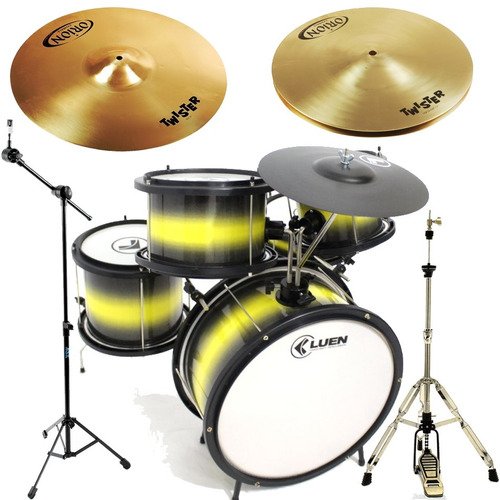 Kit Bateria Completa Infantil Acústica Pop Kids Amarela Luen