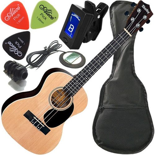 Kit Ukulele Eletroacústico Tenor Nylon + Escudo Shelby Su25r
