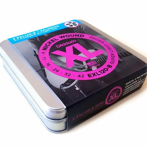 Kit 2 Encordoamento D'addario Para Guitarra Exl120 + Palheta