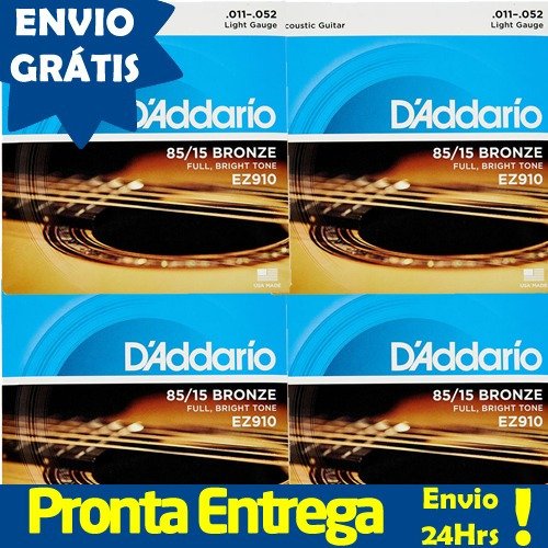 Kit 4 Encordoamento Para Violão D'addario Ez910 Envio Grátis