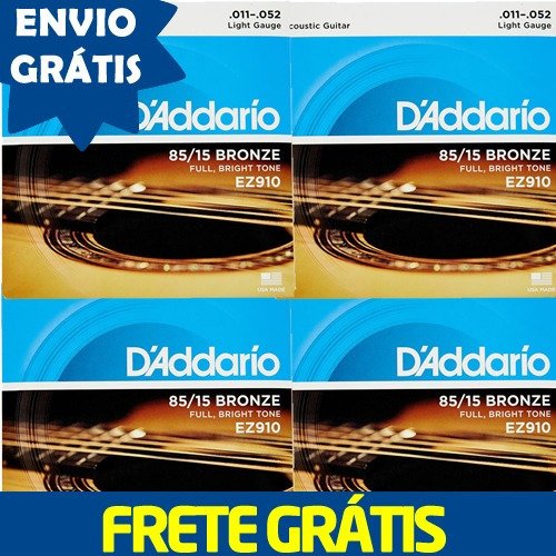 Kit 4 Encordoamento Para Violão D'addario Ez910 Envio Grátis