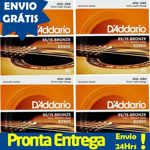 Kit 4 Encordoamento Violão D'addario Aço Ez900 Envio Grátis