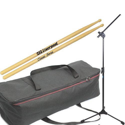 Kit Capa Ferragens De Bateria + Baqueta + Pedestal Microfone