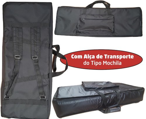 Capa Master Luxo Para Teclado 5/8 Acolchoada Nylon Preto