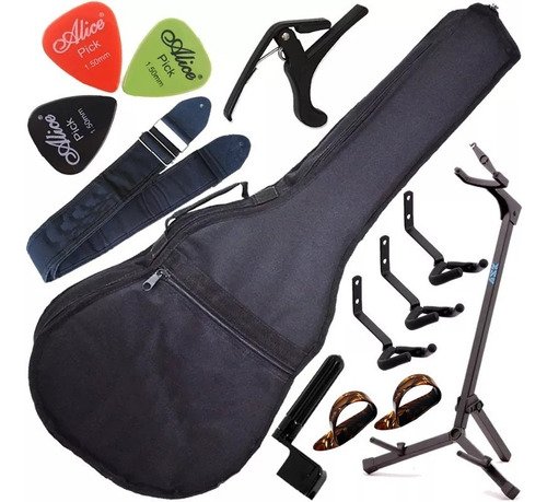 Kit Capa Acolchoada Violão Folk c/ Suporte G3s + Acessórios